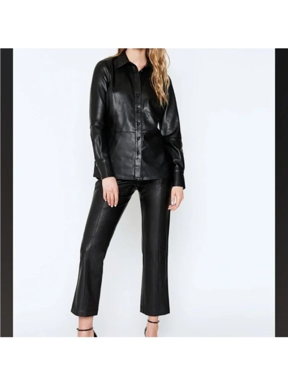 BARDOT Black Vegan Leather Shirt Size 4 NEW NWT